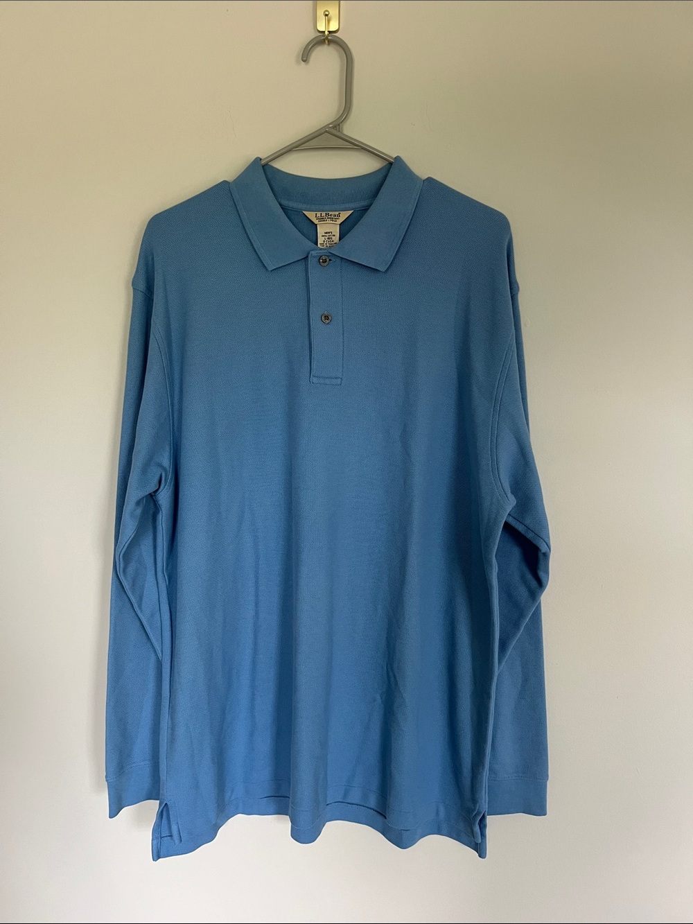 L.L. Bean Long Sleeve Polo in Steel Blue